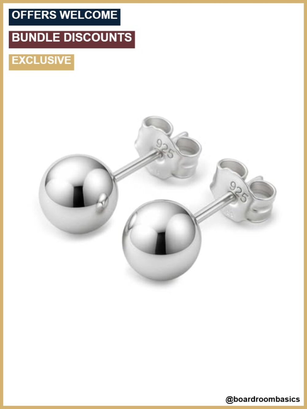 Sterling Silver Ball Stud Earrings 10mm Solid Minimalist Womens Jewelry
